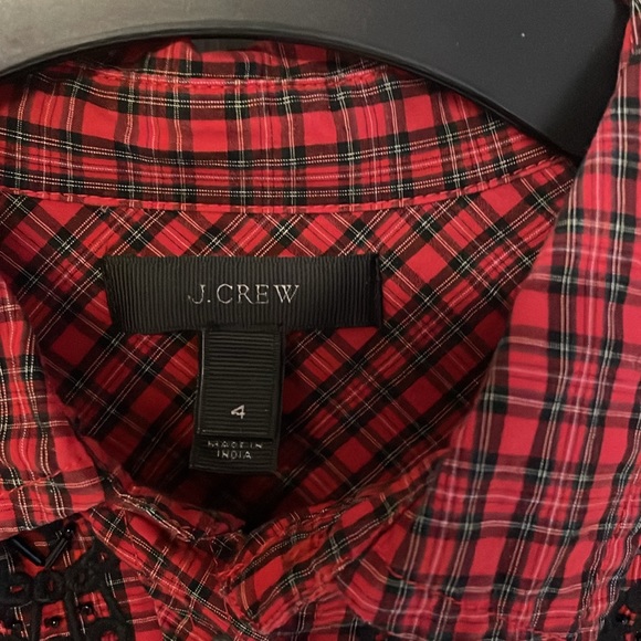 JCREW 100% cotton sequin top red plaid ❤️ Valentines Day - Picture 7 of 9